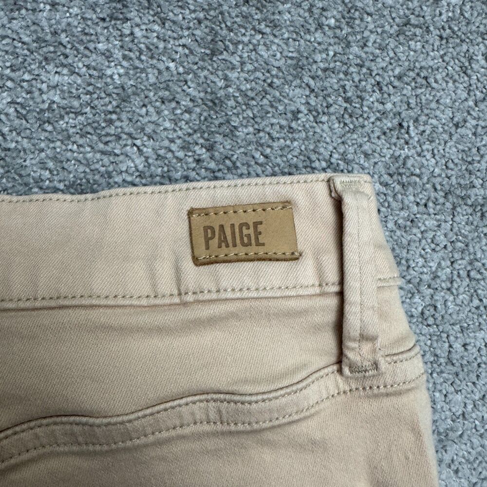 PAIGE Genesee High Rise Wide Leg Denim Jeans Size 28 Sandie Beige Tan Stretch - Picture 7 of 16